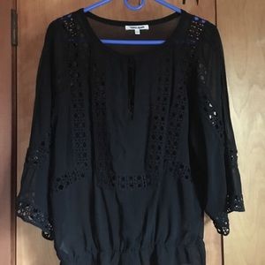 Daniel Rainn Black Eyelet Blouse